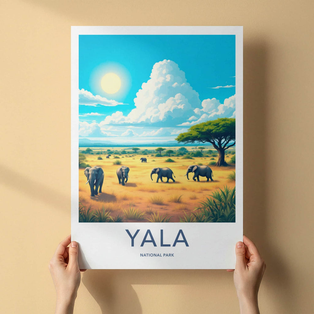 Yala National Park Poster - Sri Lanka Travel Art - Elephants Safari Scene Home Decor