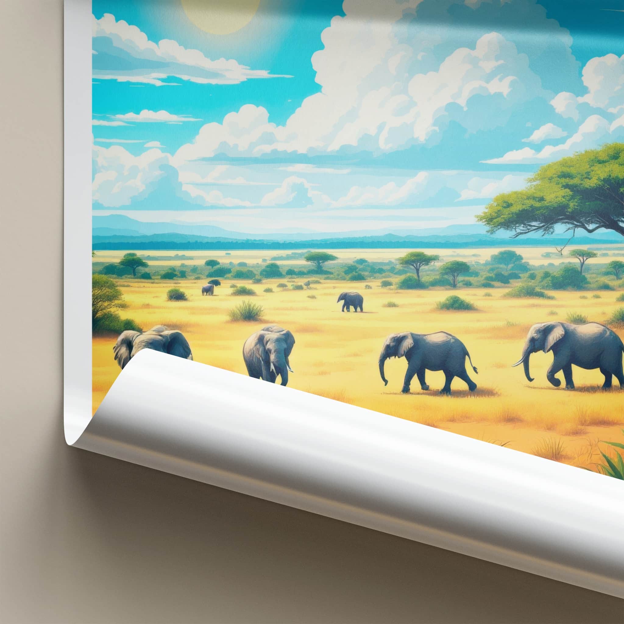 Yala National Park Poster - Sri Lanka Travel Art - Elephants Safari Scene Home Decor