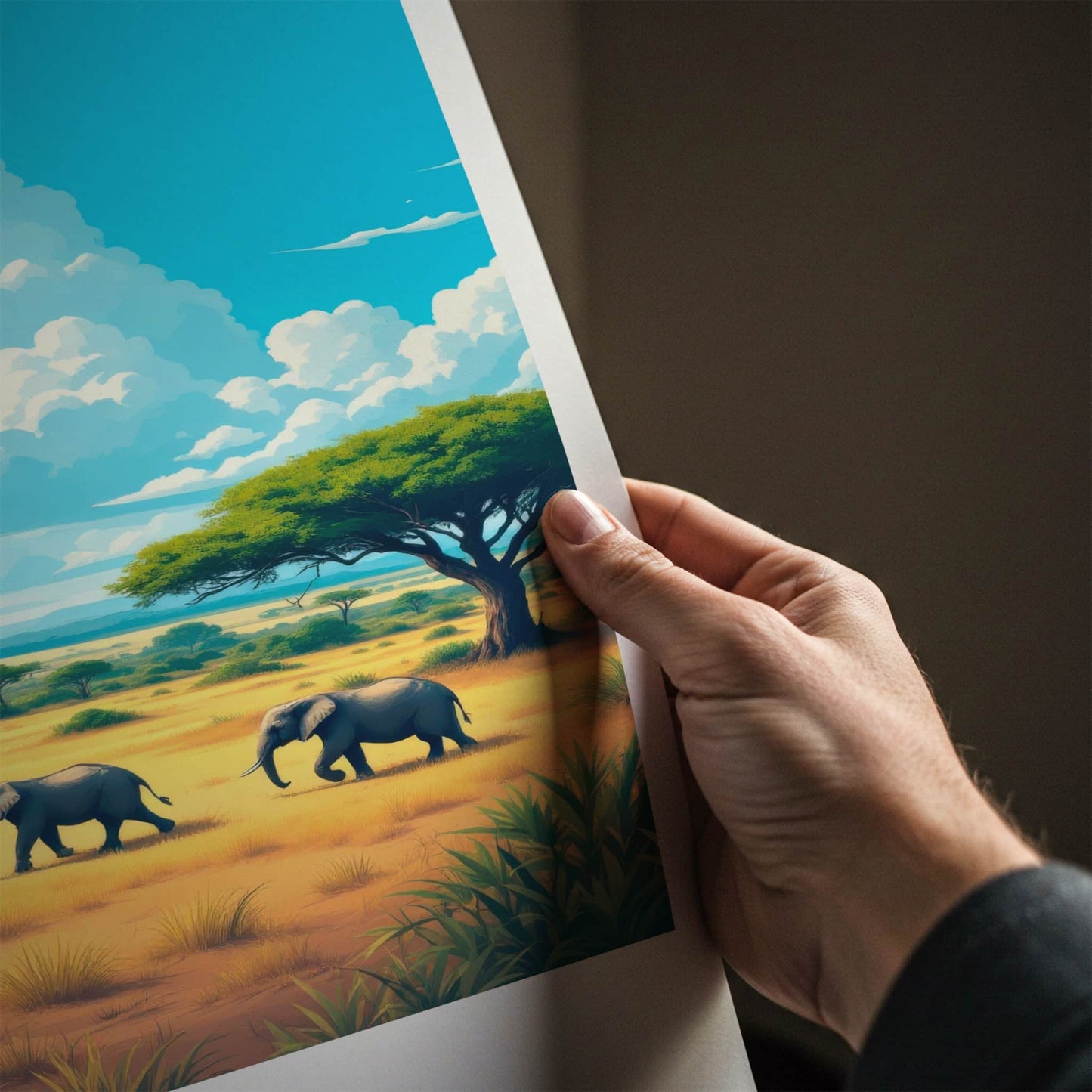 Yala National Park Poster - Sri Lanka Travel Art - Elephants Safari Scene Home Decor