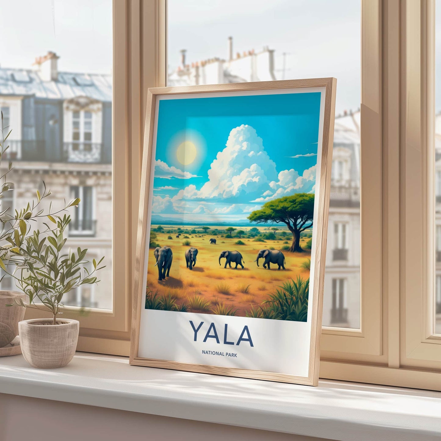 Yala National Park Poster - Sri Lanka Travel Art - Elephants Safari Scene Home Decor