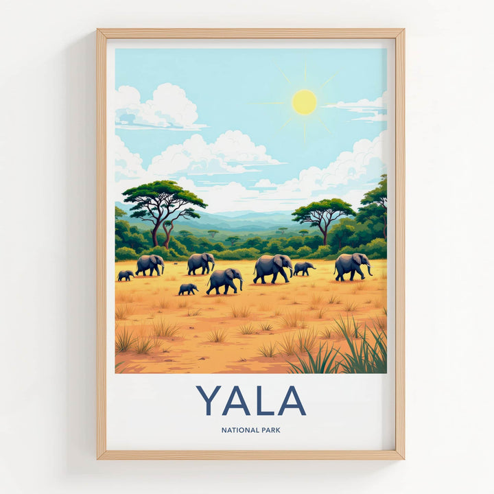 Yala National Park Poster - Sri Lanka Travel Art - Wild Elephant Herd Wall Decor