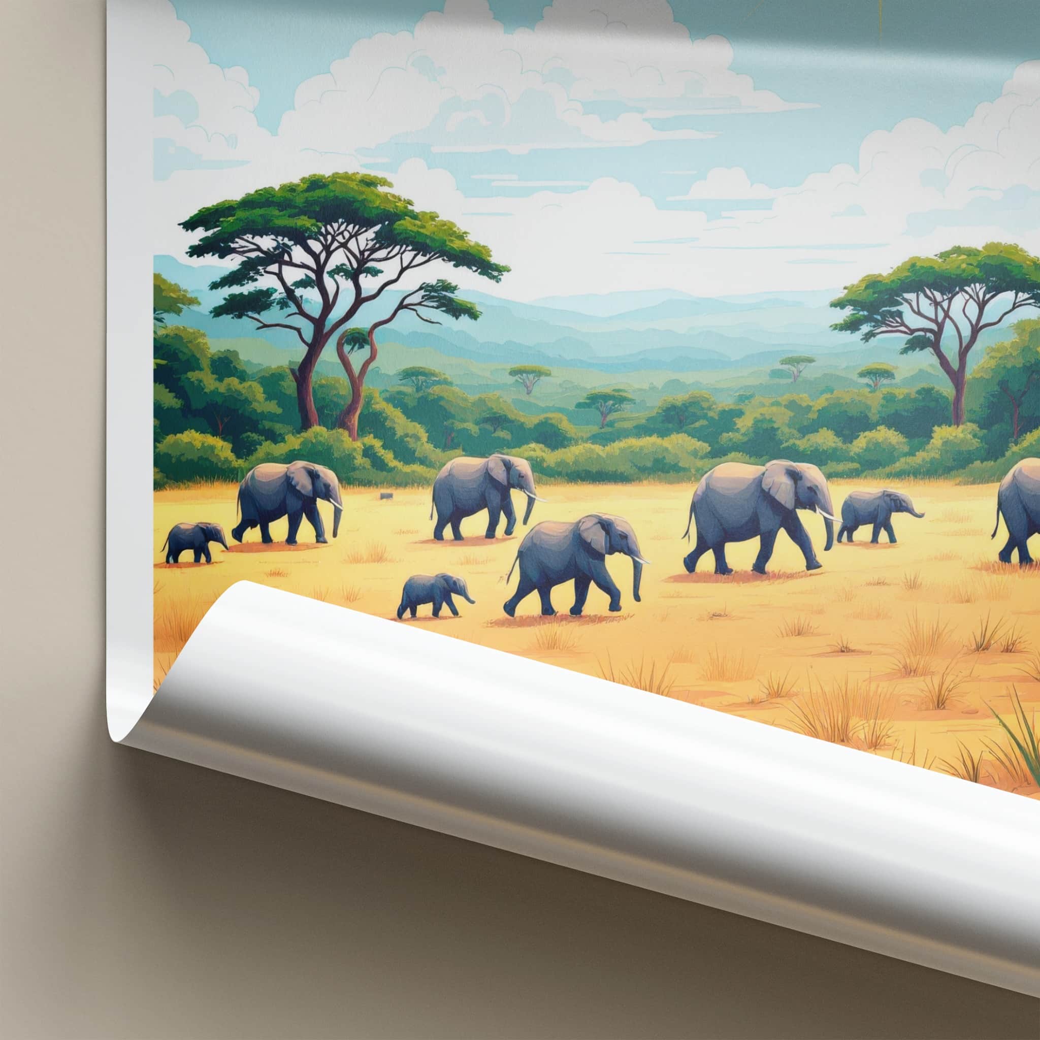 Yala National Park Poster - Sri Lanka Travel Art - Wild Elephant Herd Wall Decor