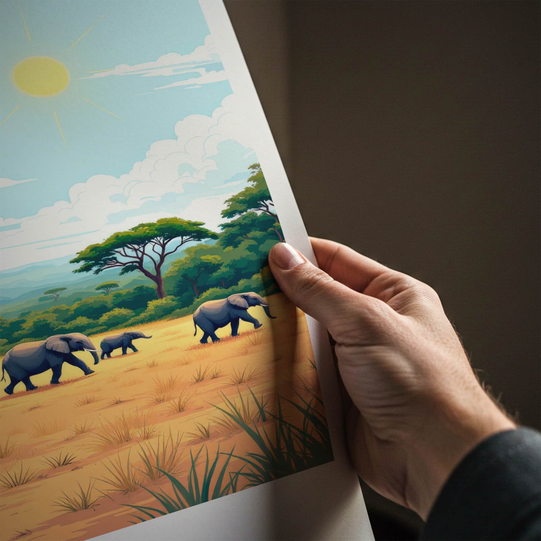 Yala National Park Poster - Sri Lanka Travel Art - Wild Elephant Herd Wall Decor