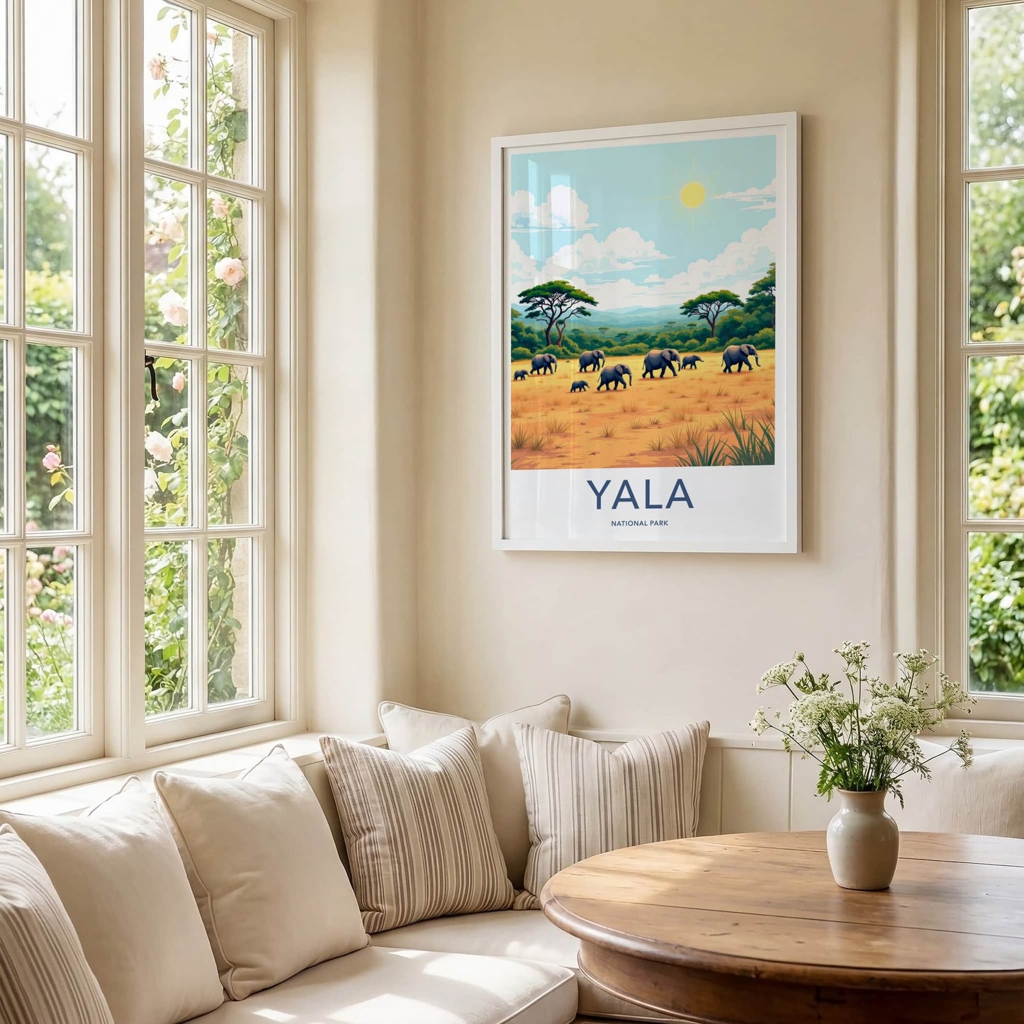 Yala National Park Poster - Sri Lanka Travel Art - Wild Elephant Herd Wall Decor