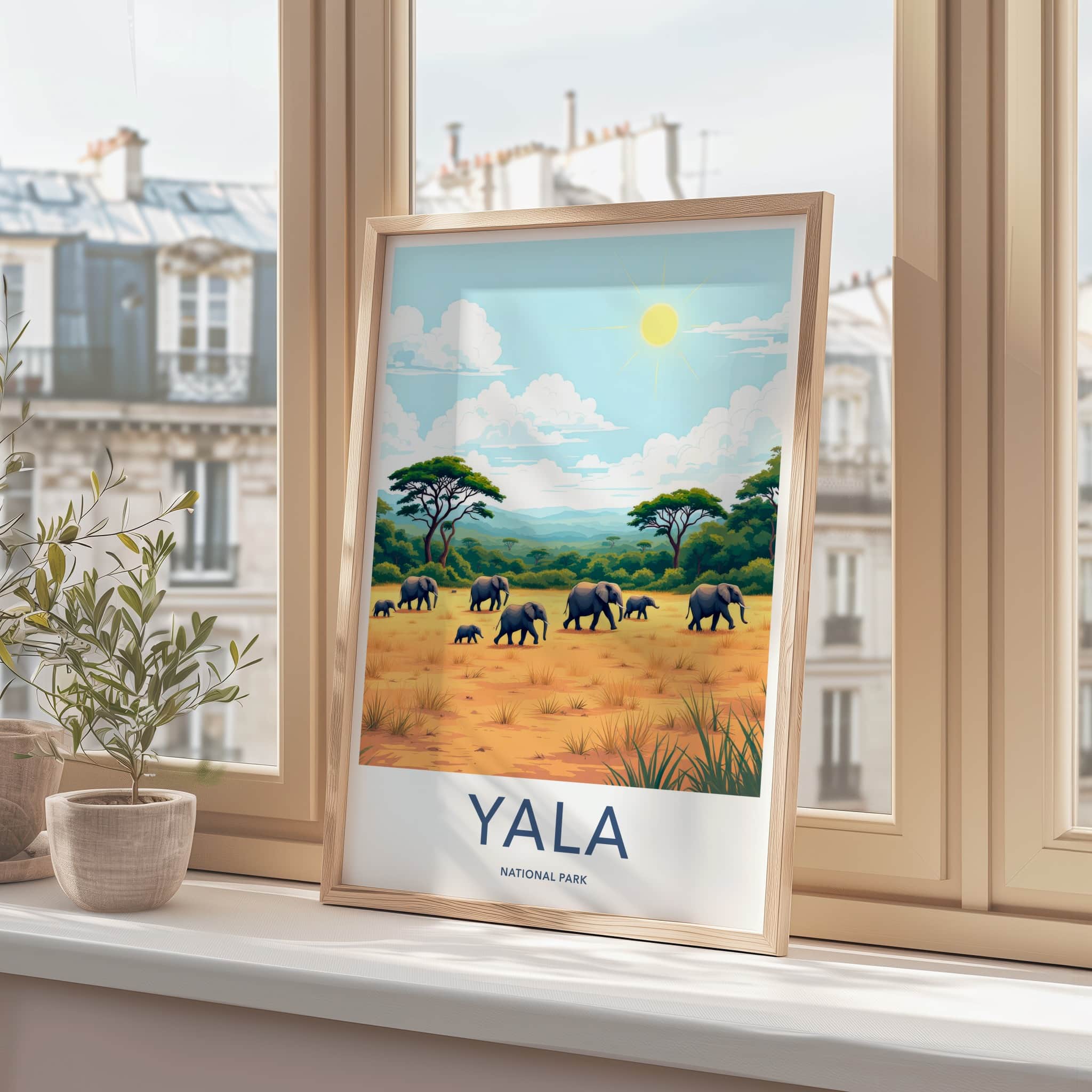 Yala National Park Poster - Sri Lanka Travel Art - Wild Elephant Herd Wall Decor