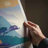 Yamadera Poster - Japan Travel Art - Mountain temple path Home Decor