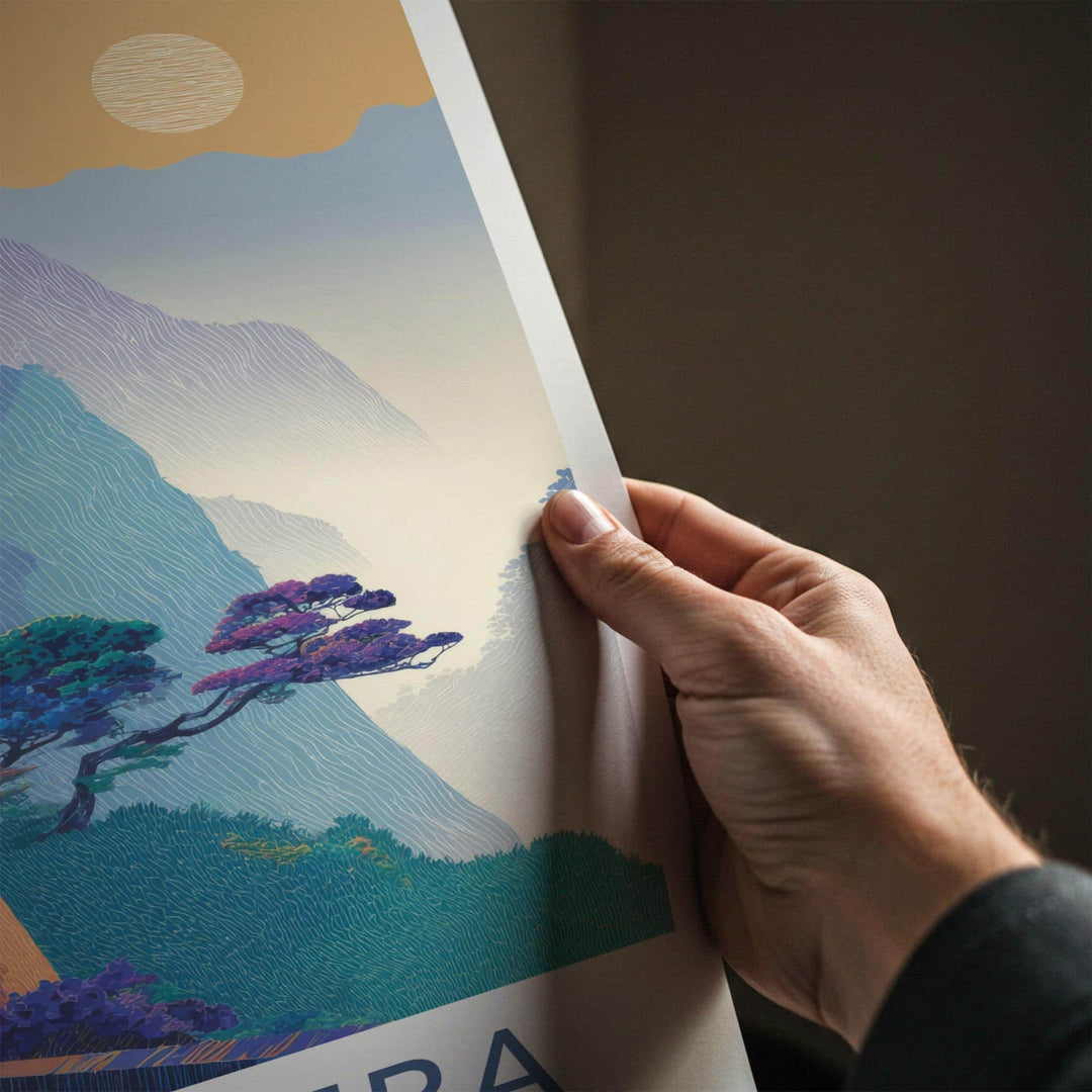 Yamadera Poster - Japan Travel Art - Mountain temple path Home Decor
