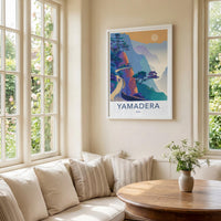 Yamadera Poster - Japan Travel Art - Mountain temple path Home Decor