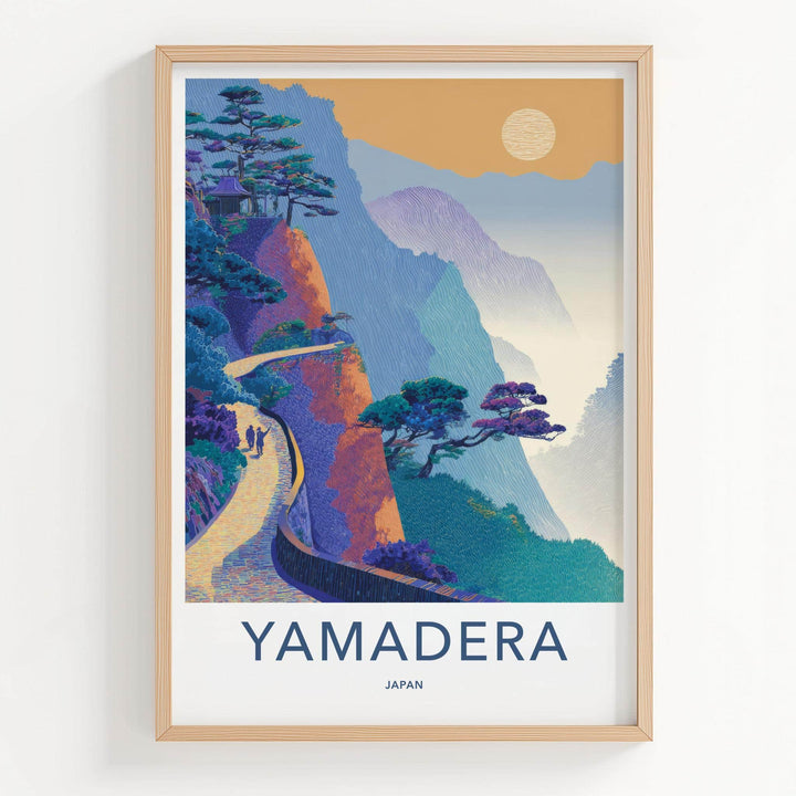 Yamadera Poster - Japan Travel Art - Mountain temple path Home Decor