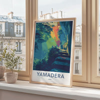 Yamadera Poster - Japan Travel Art - Mountain Temple Steps Wall Decor