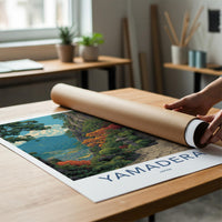 Yamadera Poster - Japan Travel Print - Mountain Temple Path Wall Decor