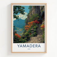 Yamadera Poster - Japan Travel Print - Mountain Temple Path Wall Decor