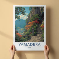 Yamadera Poster - Japan Travel Print - Mountain Temple Path Wall Decor