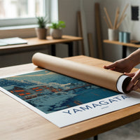 Yamagata Poster - Japan Travel Art - Snowy Village River Home Decor