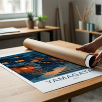 Yamagata Poster - Japan Wall Art - Glowing Winter Village Home Decor