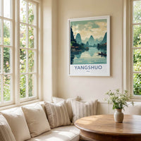 Yangshuo Poster - China Travel Art - Scenic River Landscape Home Decor