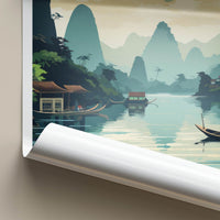 Yangshuo Poster - China Travel Art - Scenic River Landscape Home Decor