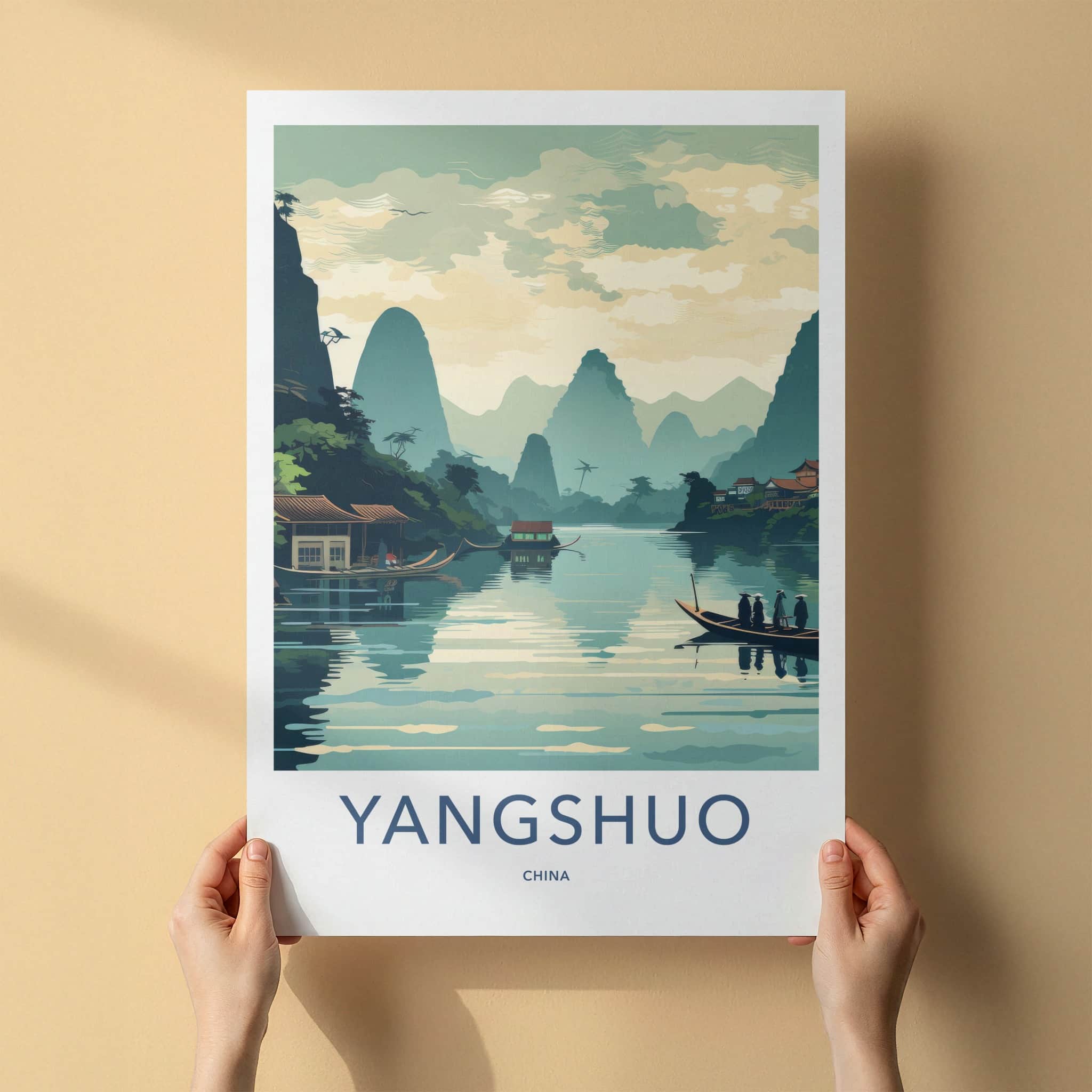 Yangshuo Poster - China Travel Art - Scenic River Landscape Home Decor