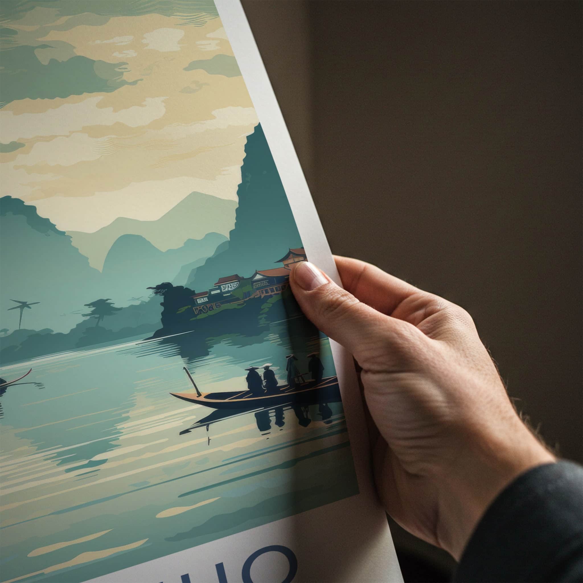 Yangshuo Poster - China Travel Art - Scenic River Landscape Home Decor