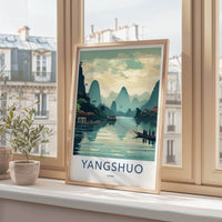 Yangshuo Poster - China Travel Art - Scenic River Landscape Home Decor