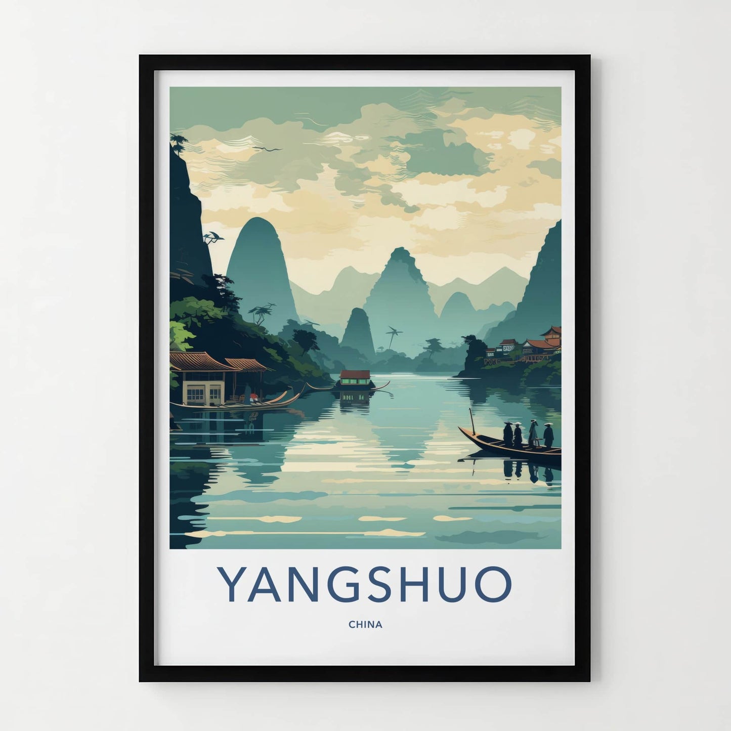 Yangshuo Poster - China Travel Art - Scenic River Landscape Home Decor
