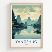 Yangshuo Poster - China Travel Art - Scenic River Landscape Home Decor