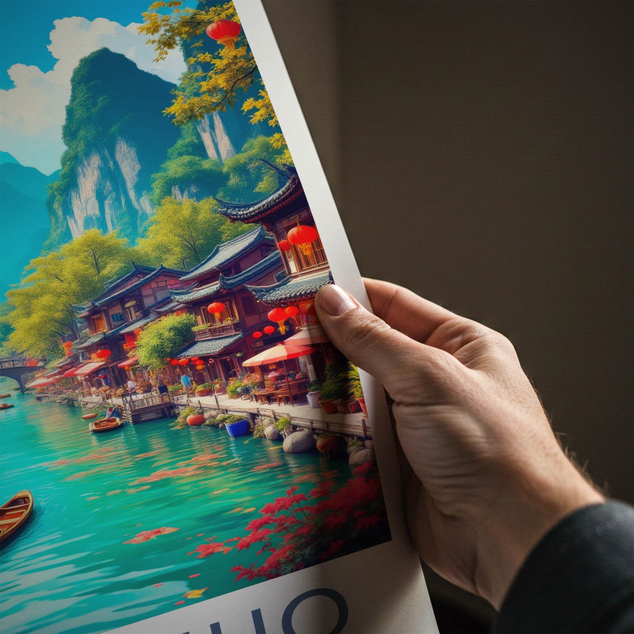 Yangshuo Poster - China Wall Art - Vibrant River Scene Home Decor
