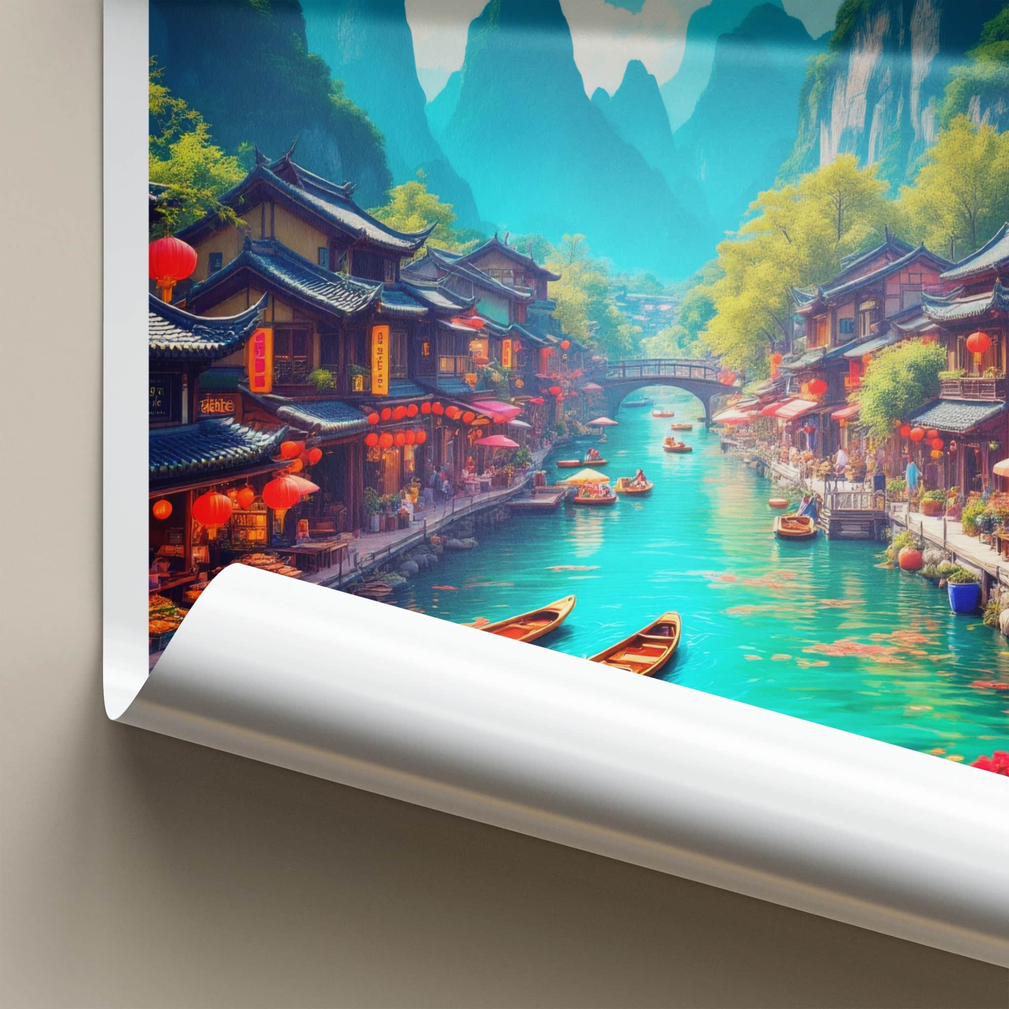 Yangshuo Poster - China Wall Art - Vibrant River Scene Home Decor