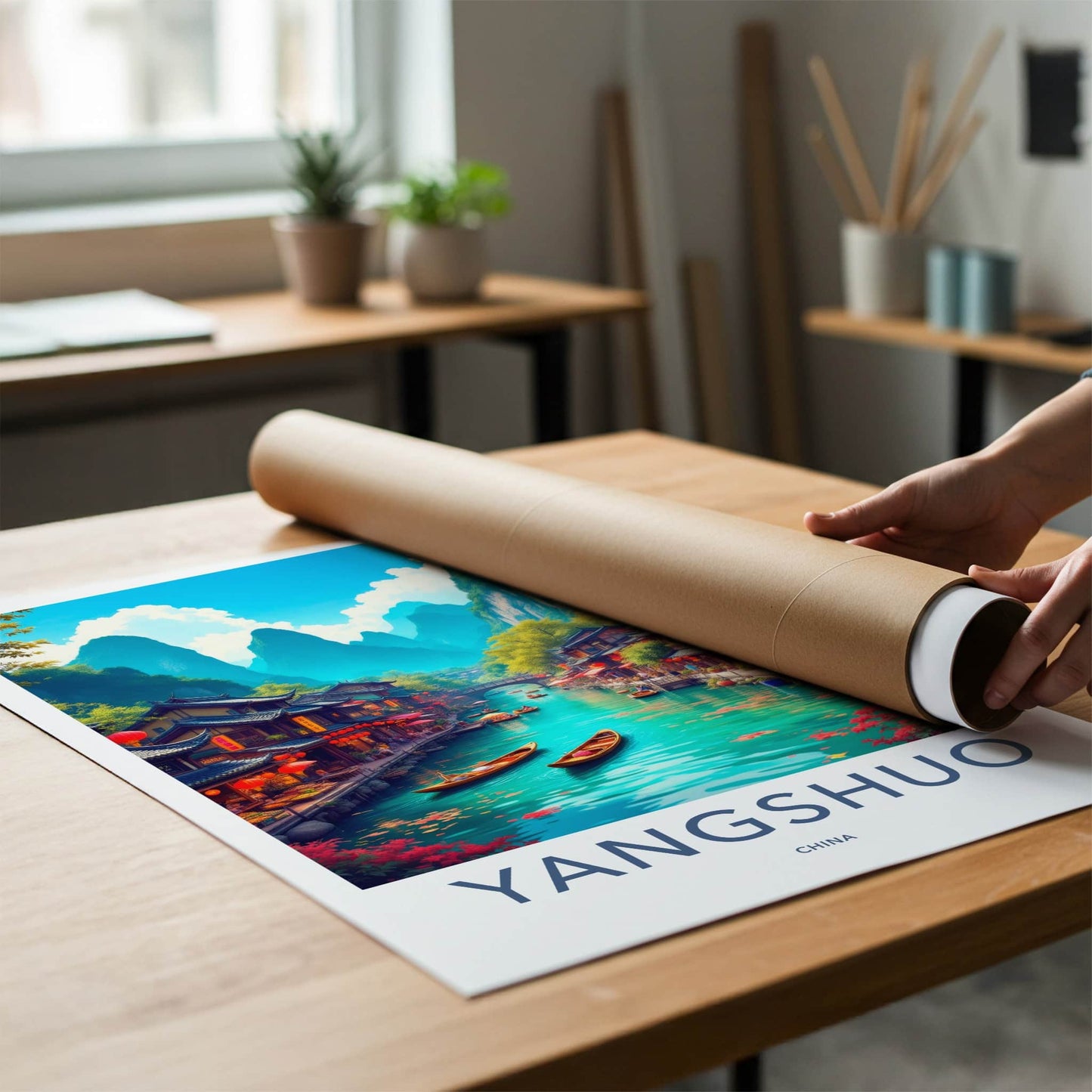 Yangshuo Poster - China Wall Art - Vibrant River Scene Home Decor