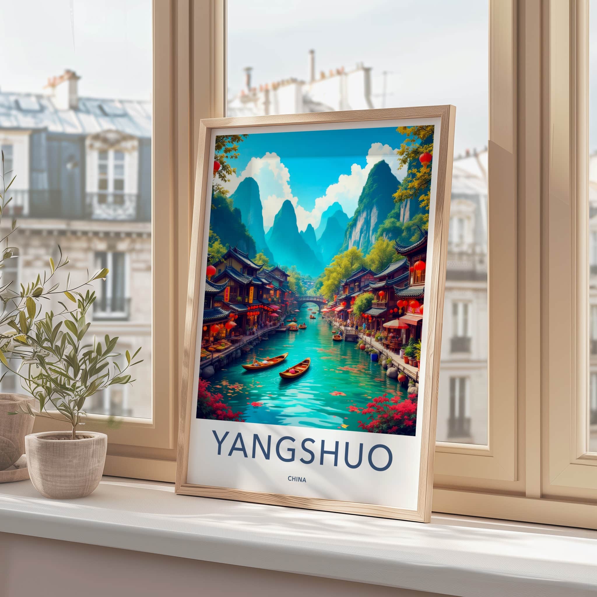 Yangshuo Poster - China Wall Art - Vibrant River Scene Home Decor