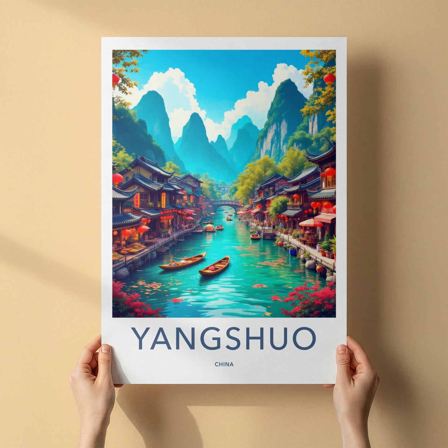 Yangshuo Poster - China Wall Art - Vibrant River Scene Home Decor