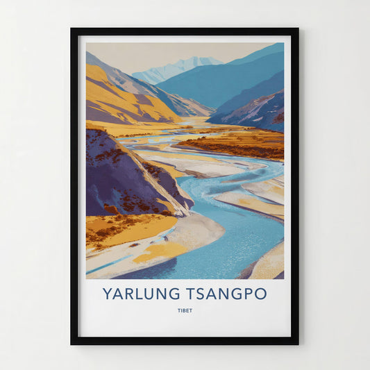 Yarlung Tsangpo Poster - Tibet Travel Art - Winding River Canyon Home Decor
