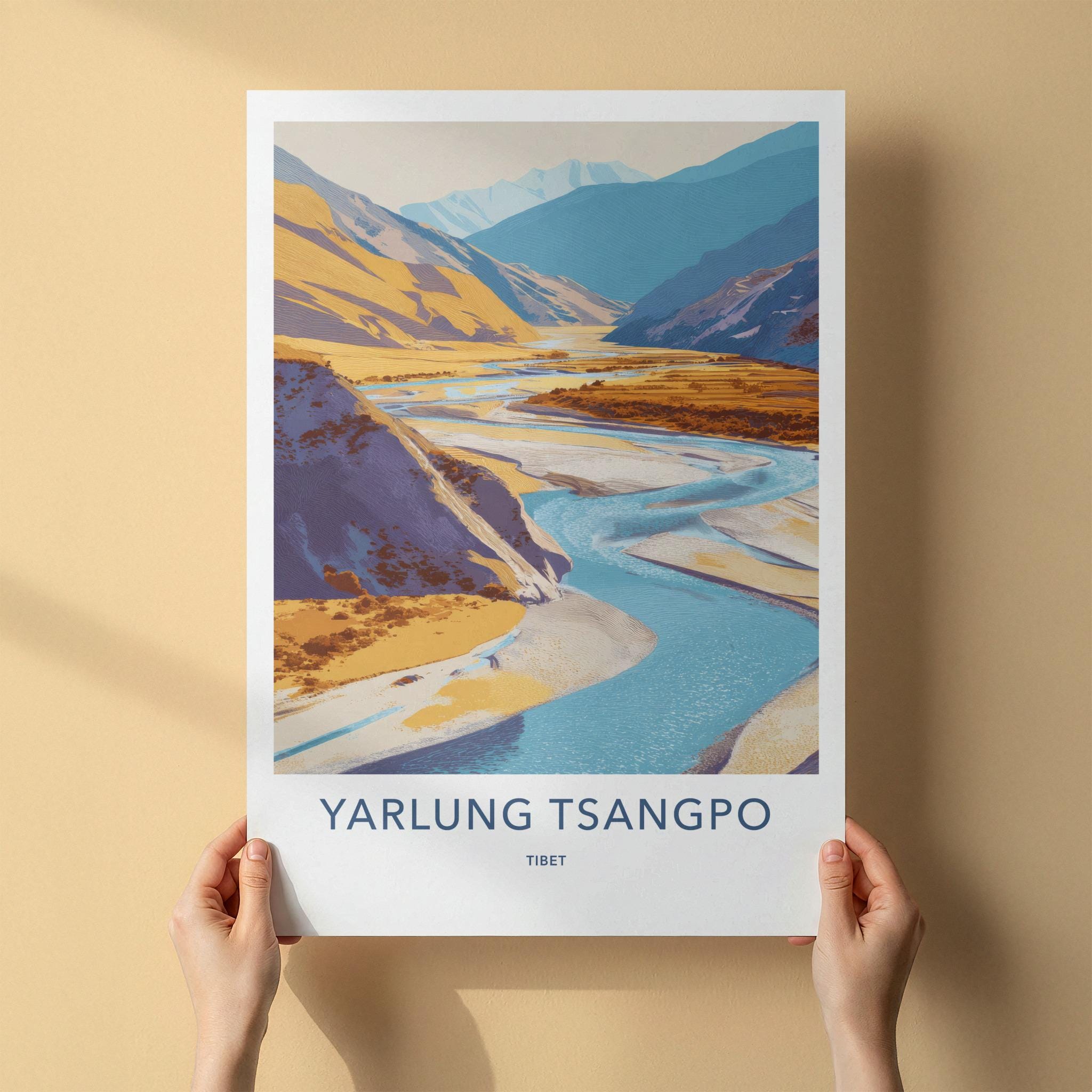 Yarlung Tsangpo Poster - Tibet Travel Art - Winding River Canyon Home Decor