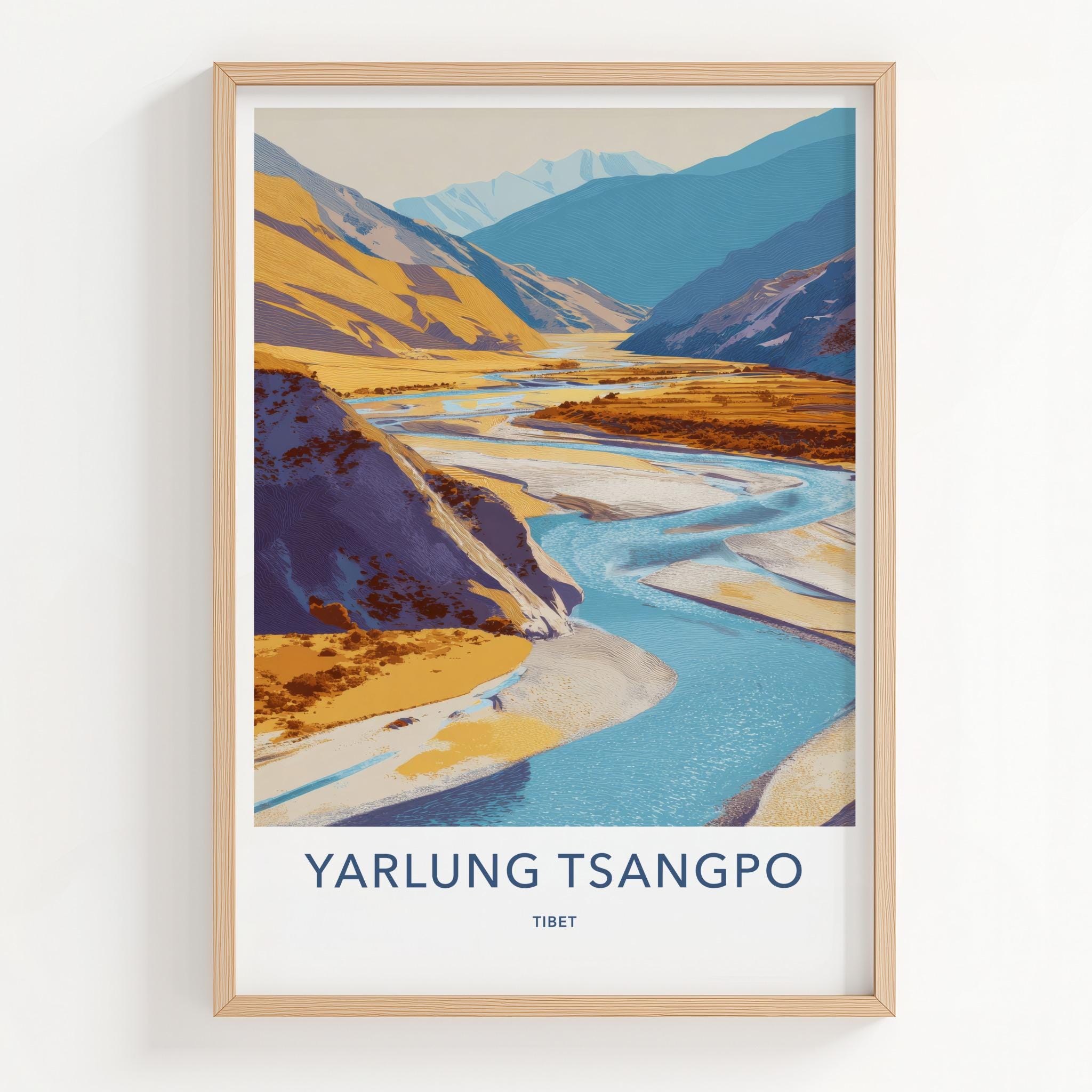 Yarlung Tsangpo Poster - Tibet Travel Art - Winding River Canyon Home Decor