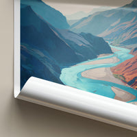 Yarlung Tsangpo Poster - Tibet Travel Art - Winding River Valley Home Decor