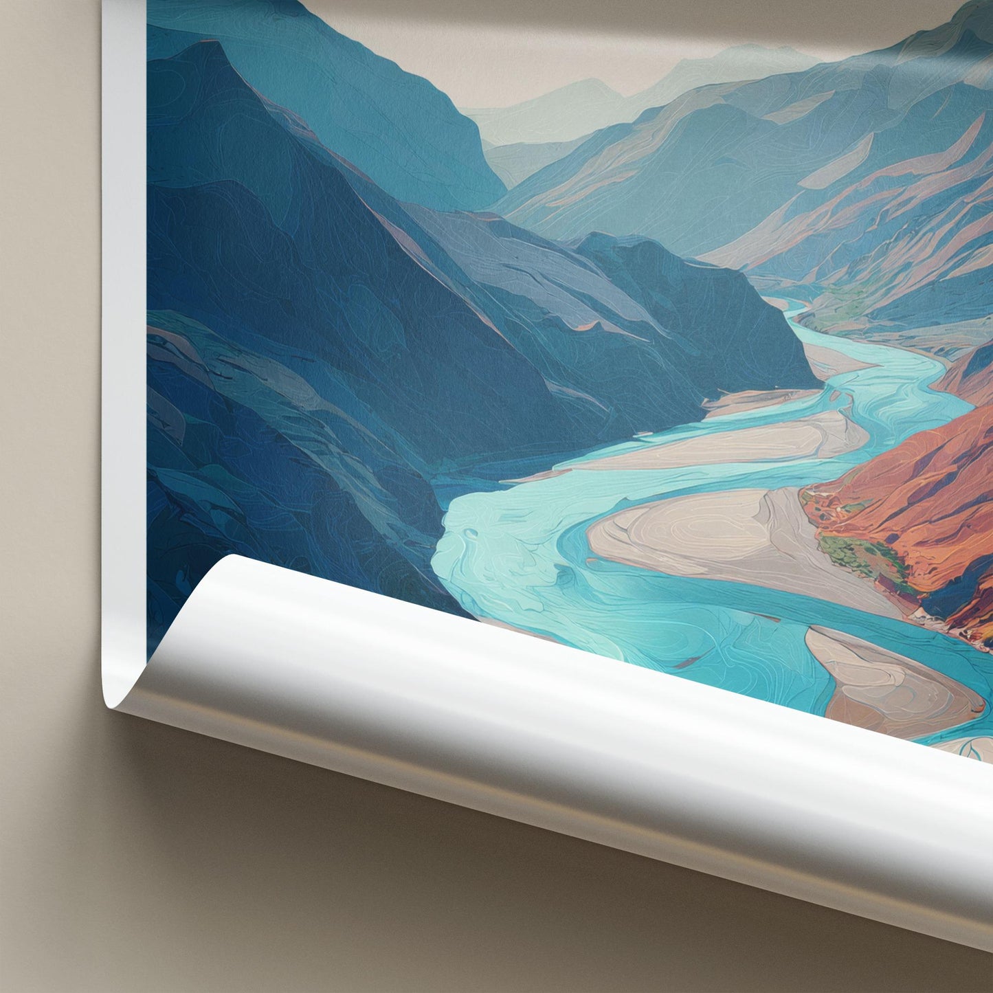 Yarlung Tsangpo Poster - Tibet Travel Art - Winding River Valley Home Decor