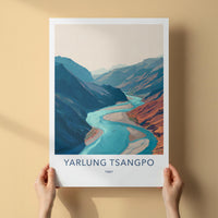 Yarlung Tsangpo Poster - Tibet Travel Art - Winding River Valley Home Decor