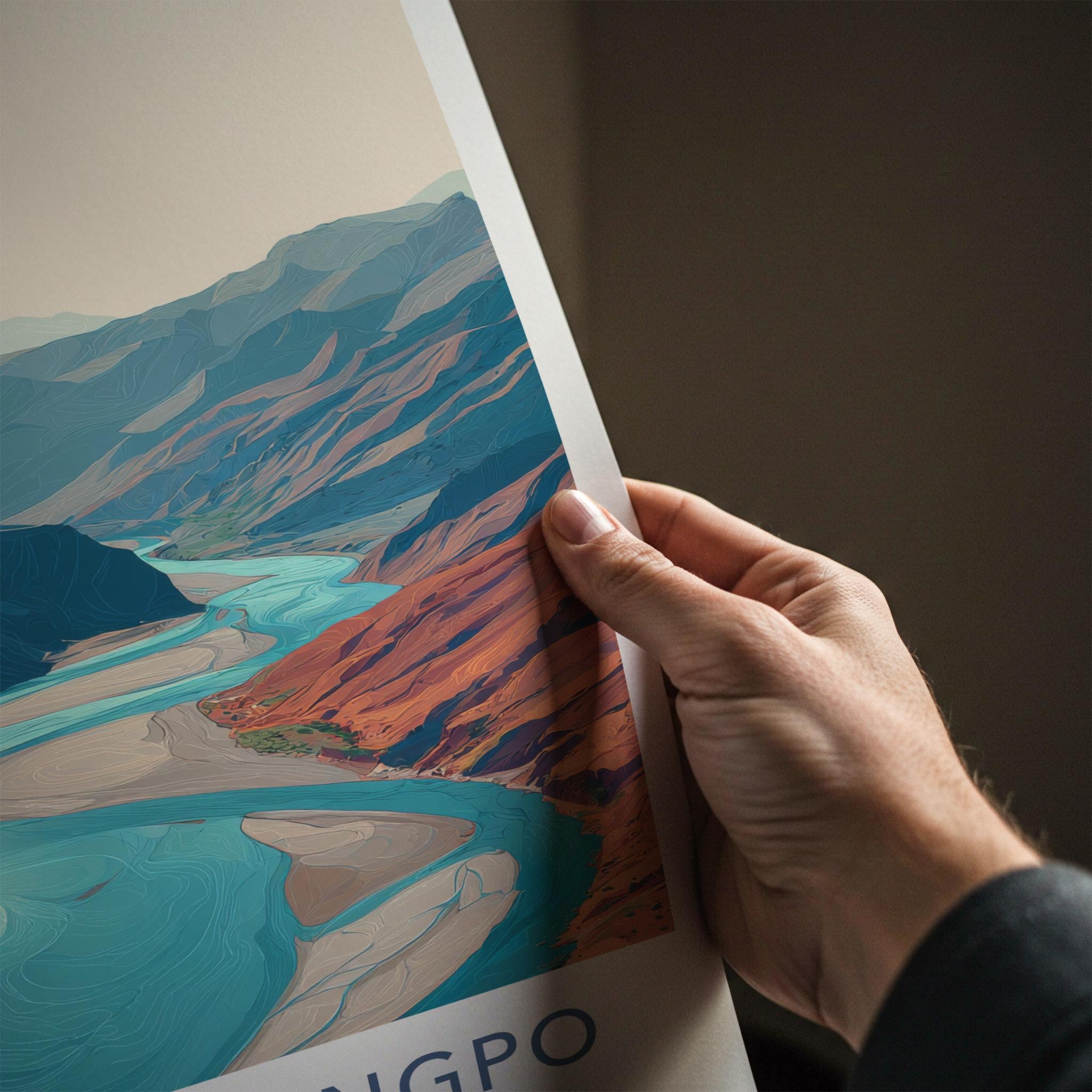 Yarlung Tsangpo Poster - Tibet Travel Art - Winding River Valley Home Decor