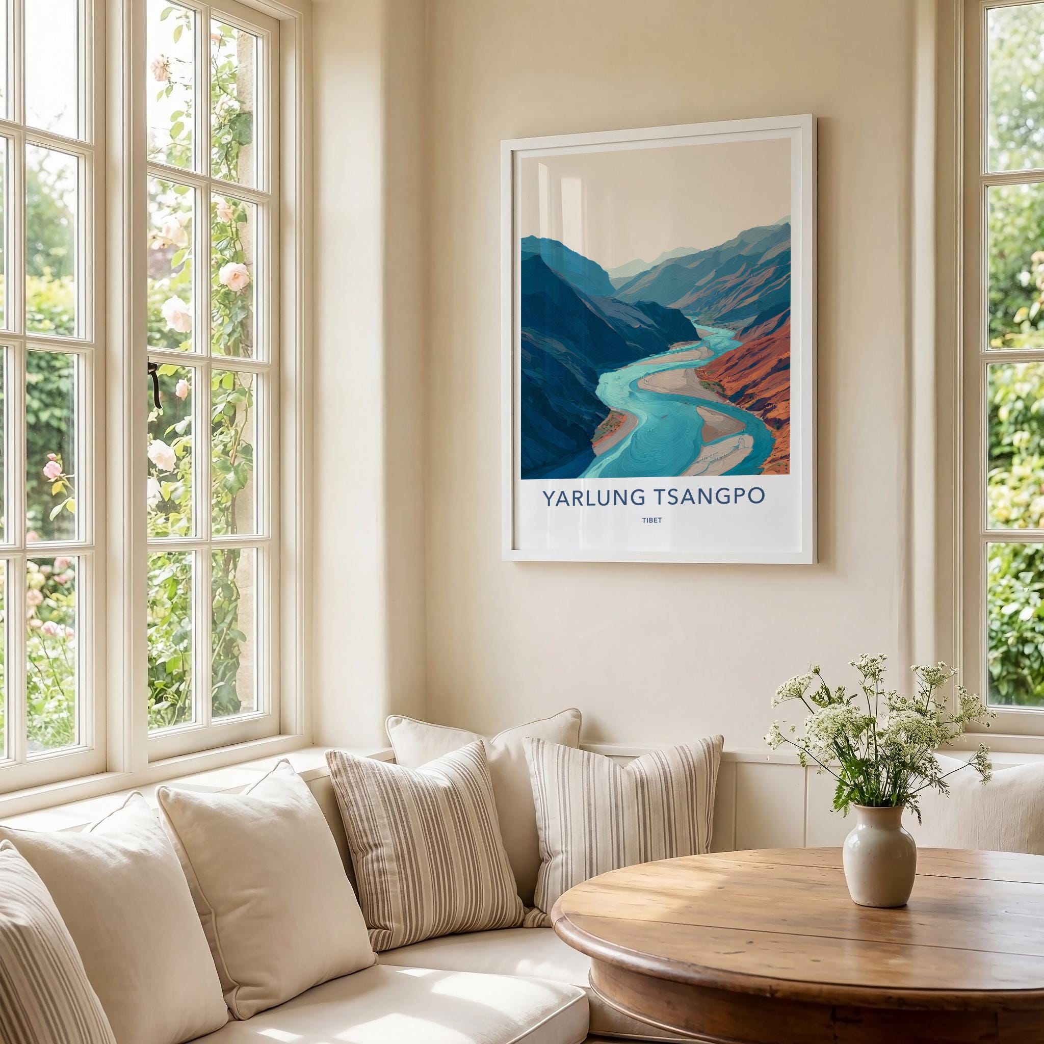 Yarlung Tsangpo Poster - Tibet Travel Art - Winding River Valley Home Decor