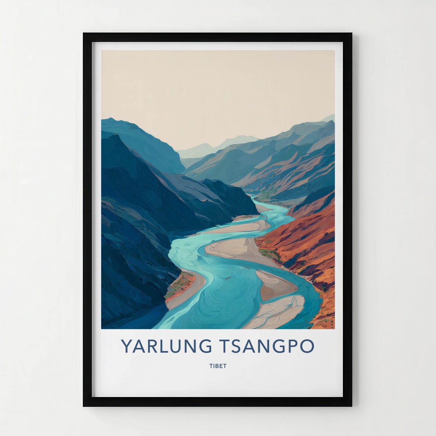 Yarlung Tsangpo Poster - Tibet Travel Art - Winding River Valley Home Decor