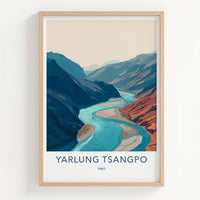 Yarlung Tsangpo Poster - Tibet Travel Art - Winding River Valley Home Decor