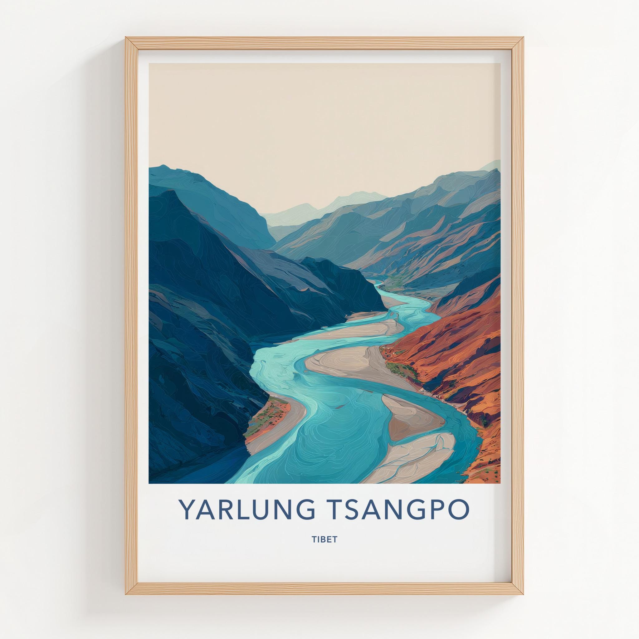 Yarlung Tsangpo Poster - Tibet Travel Art - Winding River Valley Home Decor