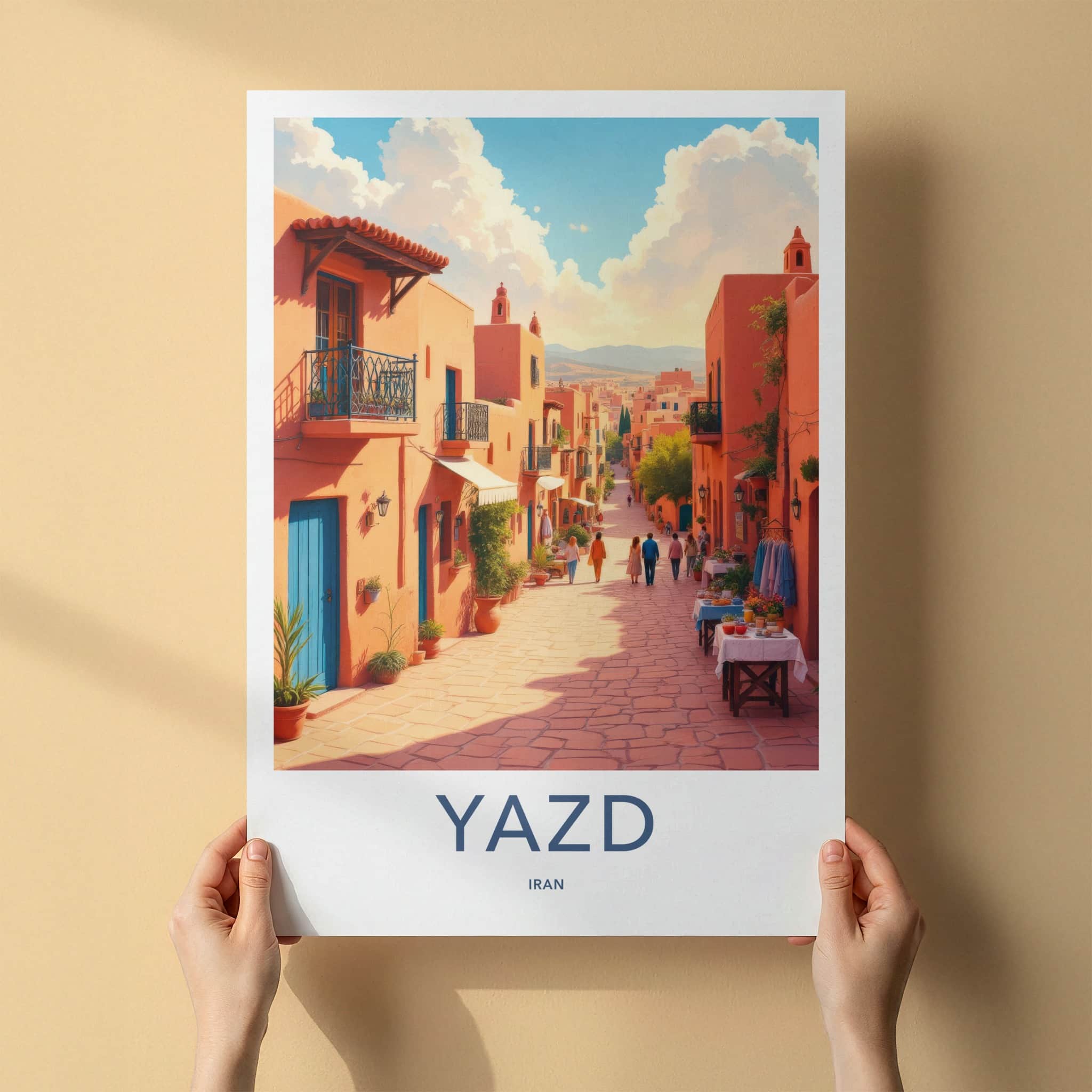 Yazd Poster - Iran Travel Art - Vibrant street life Home Decor