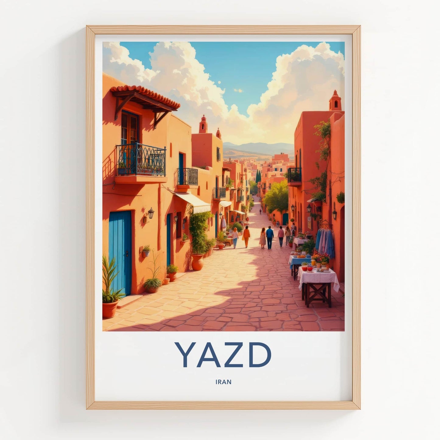 Yazd Poster - Iran Travel Art - Vibrant street life Home Decor