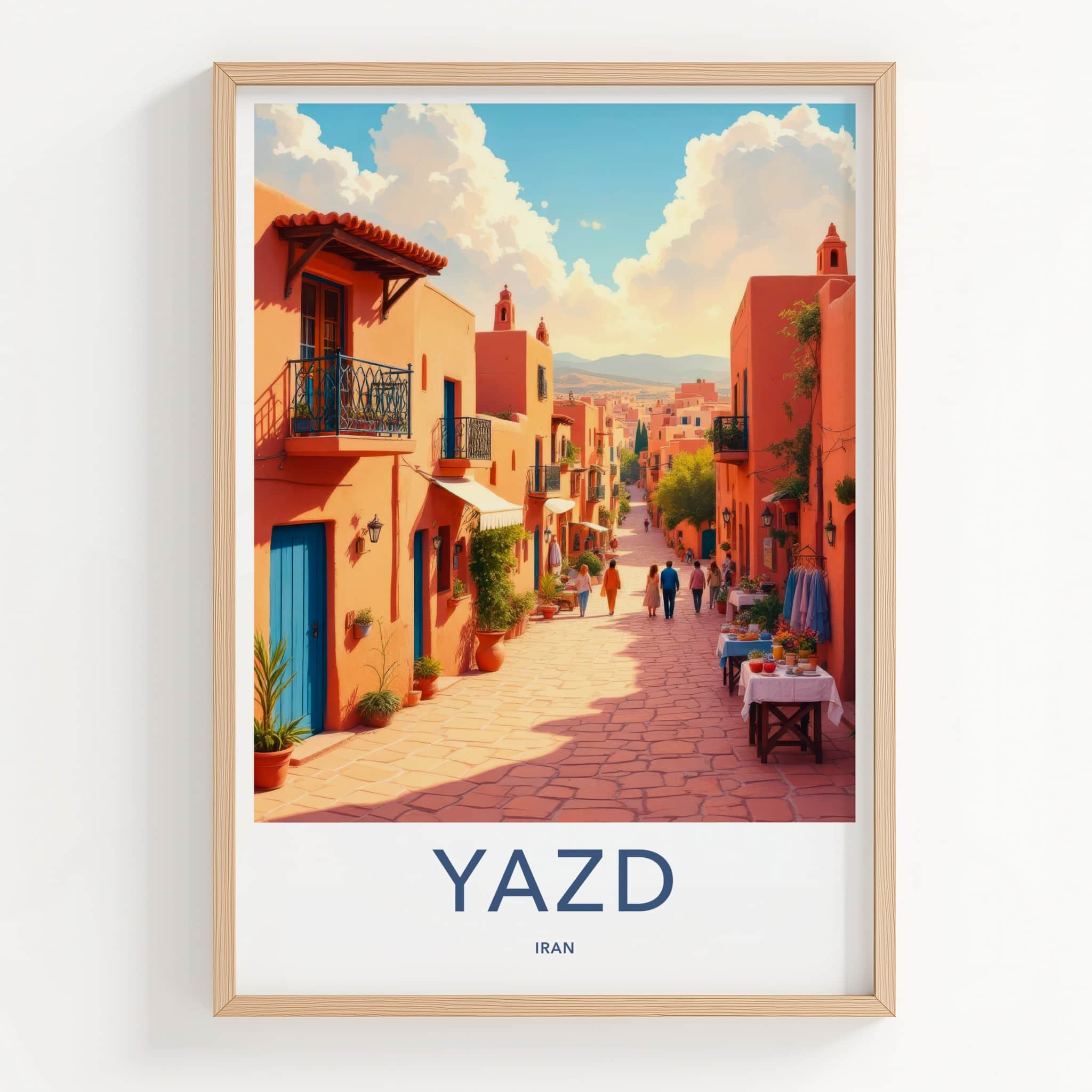 Yazd Poster - Iran Travel Art - Vibrant street life Home Decor