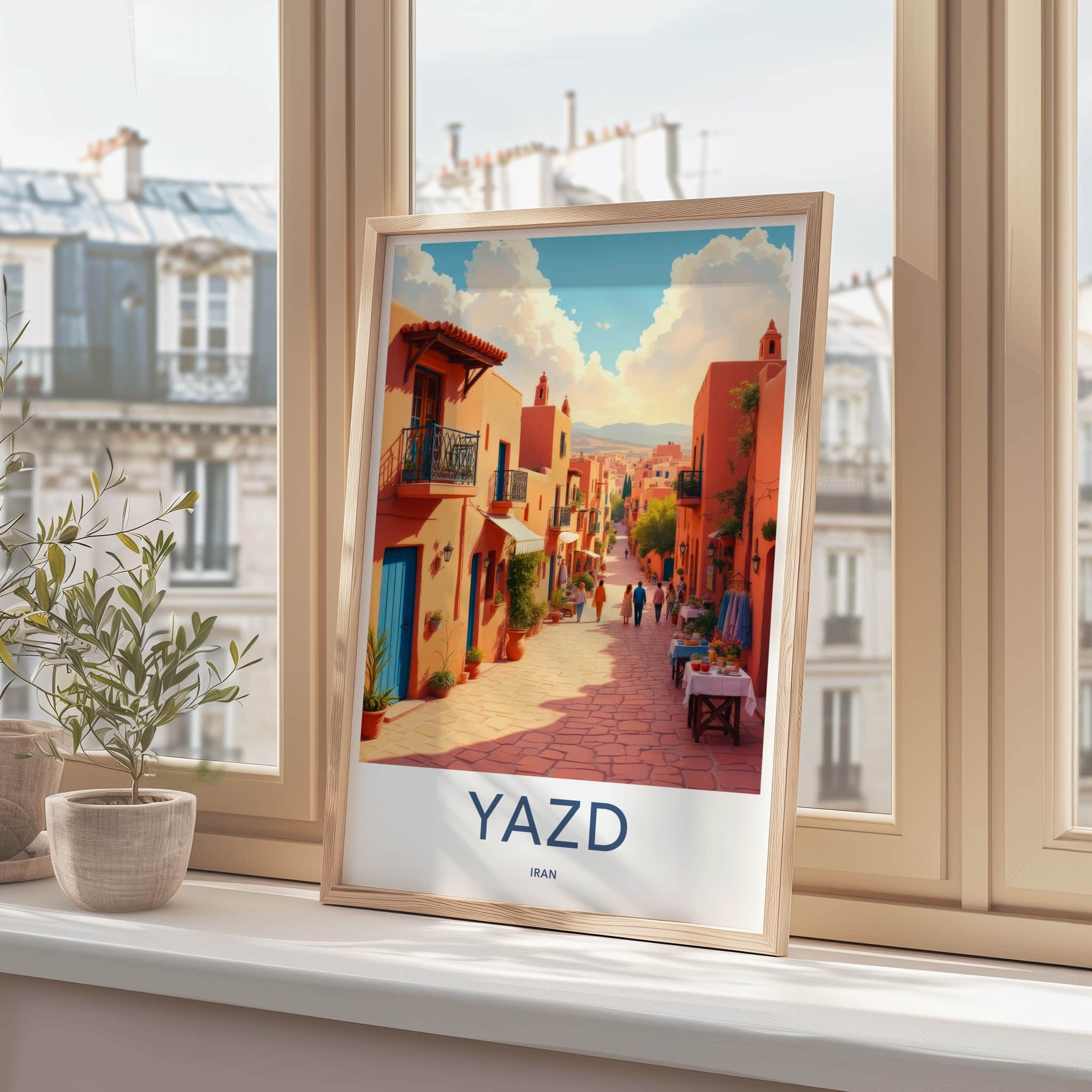 Yazd Poster - Iran Travel Art - Vibrant street life Home Decor