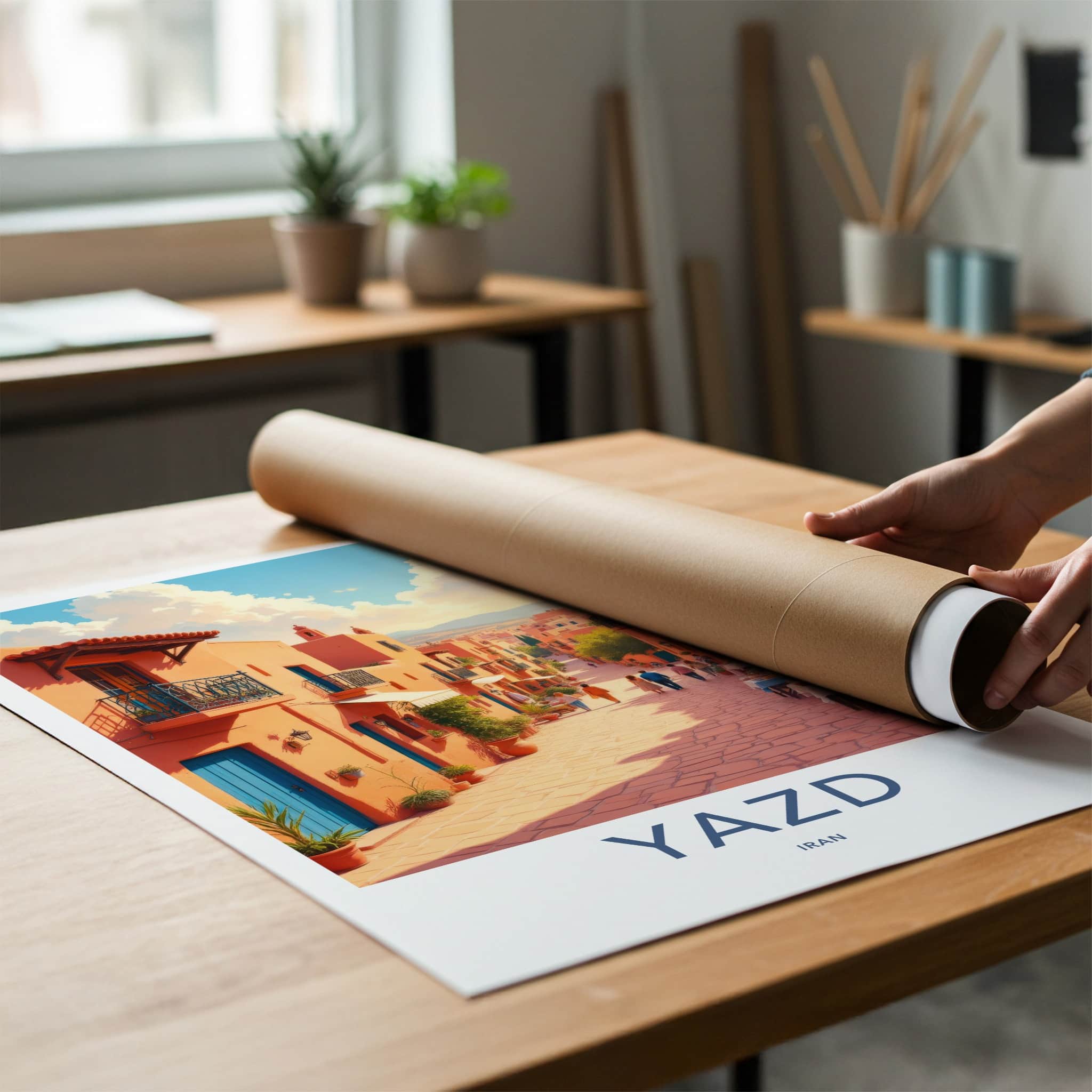 Yazd Poster - Iran Travel Art - Vibrant street life Home Decor