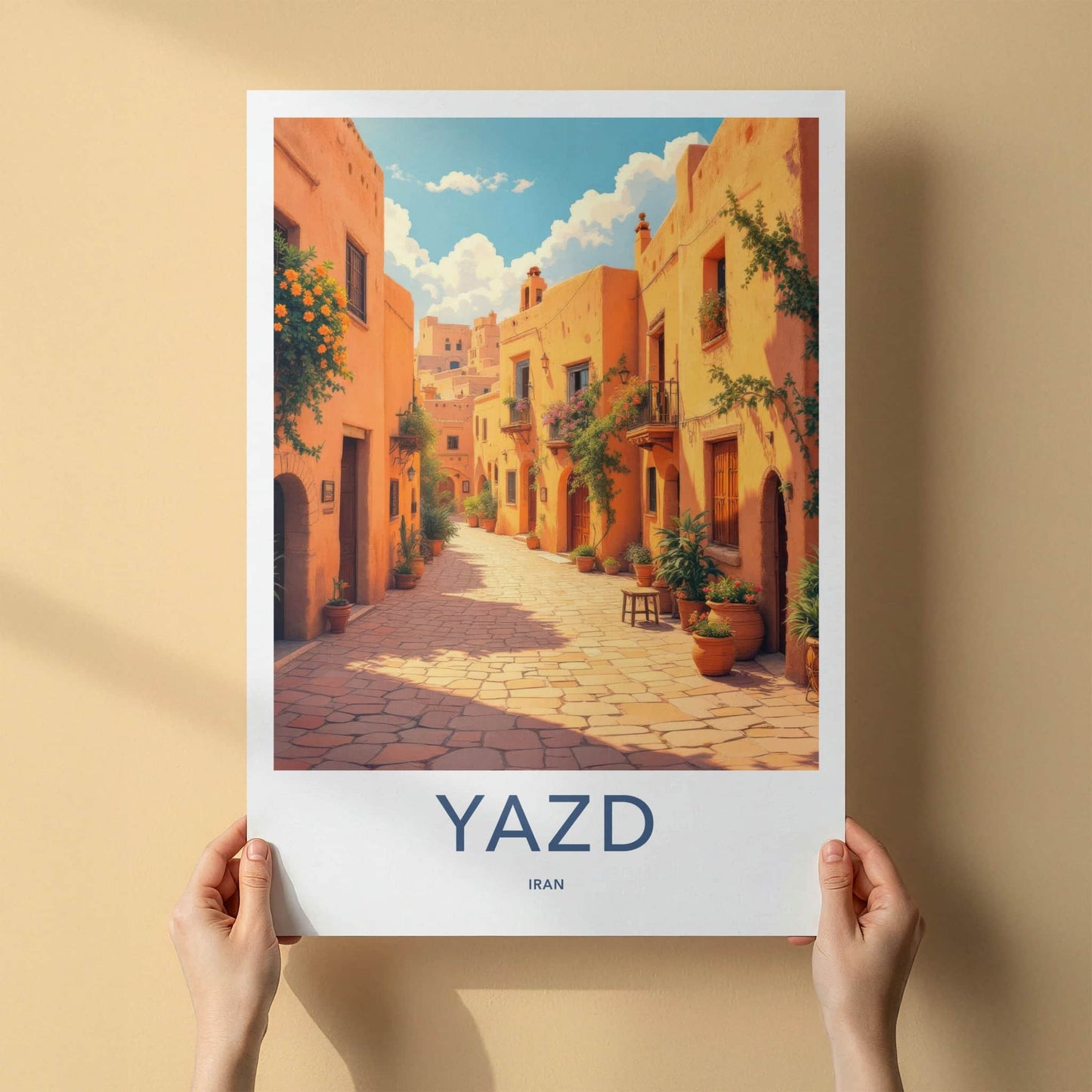 Yazd Poster - Iran Travel Art - Warm Historic Street Home Decor