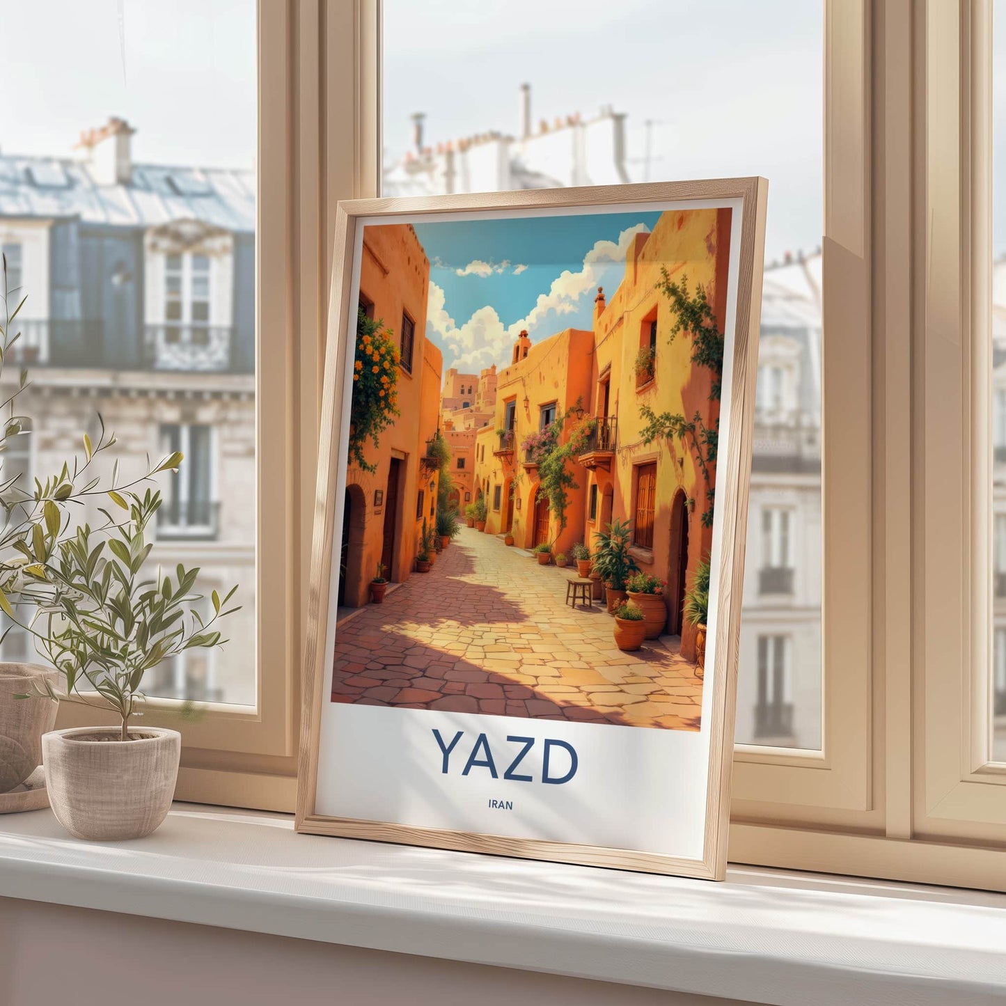 Yazd Poster - Iran Travel Art - Warm Historic Street Home Decor