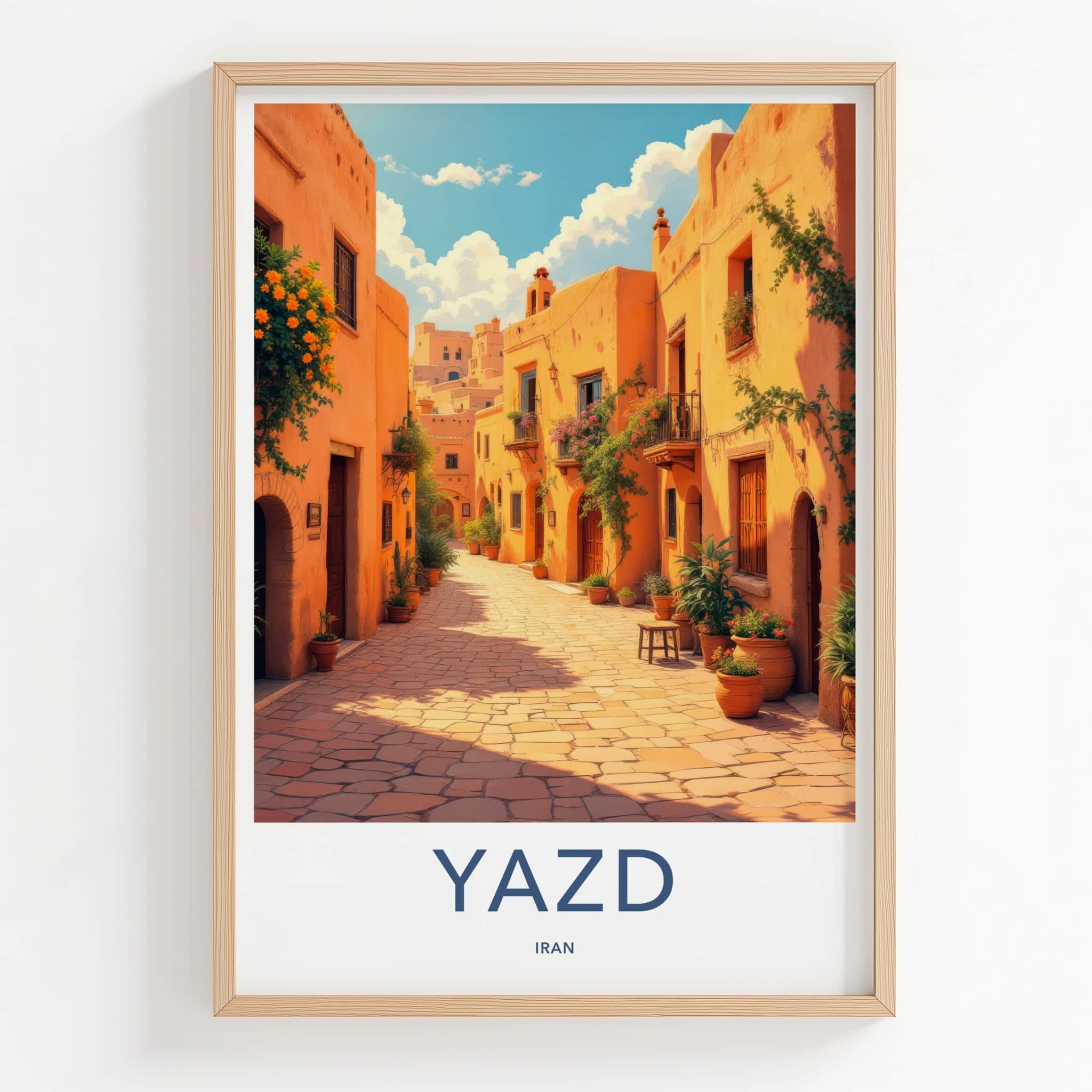 Yazd Poster - Iran Travel Art - Warm Historic Street Home Decor